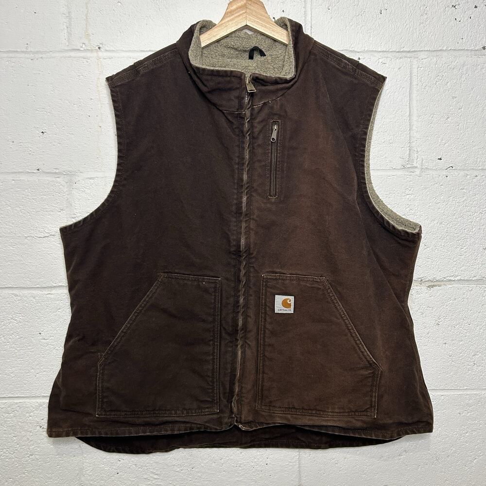 Y2K Carhartt Sherpa-Lined Vest “Dark Brown” WV001 DKB